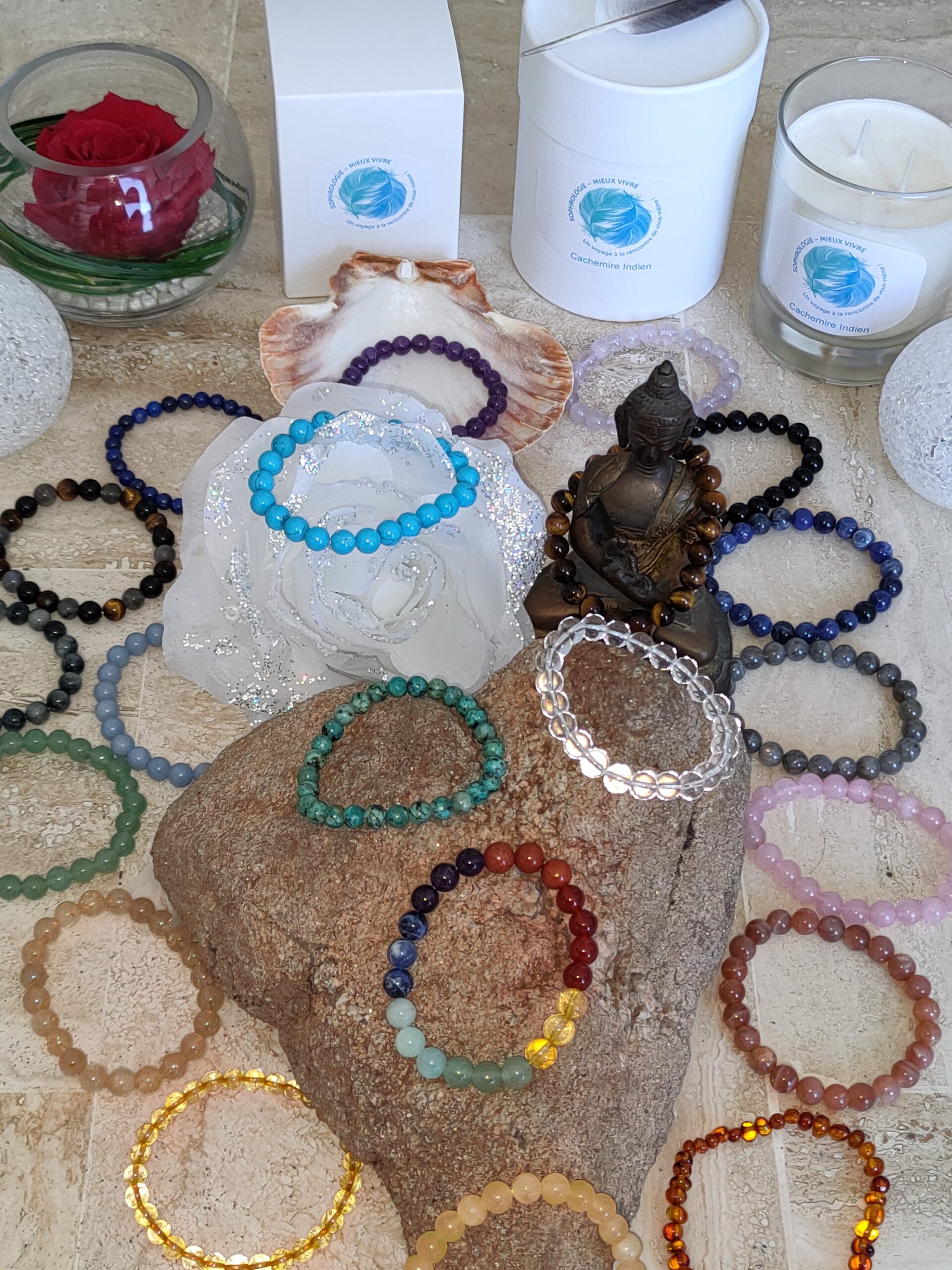 Bracelets chakras en pierre semi précieuses